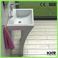 Unique Design Matt White Solid Surface Pedestal Sink Freestanding Bathroom Basin 2