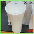 Unique Design Matt White Solid Surface Pedestal Sink Freestanding Bathroom Basin 4