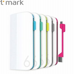 Tmark Built-in Cable Design Ultra-Slim External Battery Charger Power Bank 