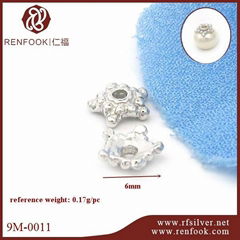 Renfook wholesales 925 sterling silver flower cap for pearl for diy