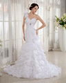 One shoulder mermaid full length wedding gown 1