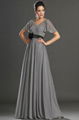 Short sleeves chiffon full length evening dresses