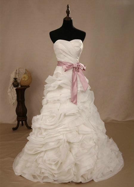 Organza A-line full length wedding dresses 