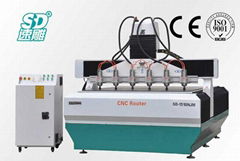 multi-head redwood working CNC router SD-15-multi-heads redwood CNC router