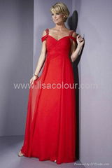 Mother of bride dress featuring sweetheart pleated basket weave chiffon bodice w