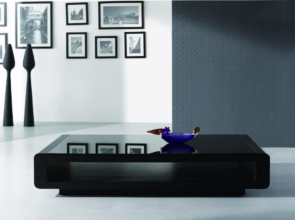 modern tempered glass+high glossy MDF coffee table  2
