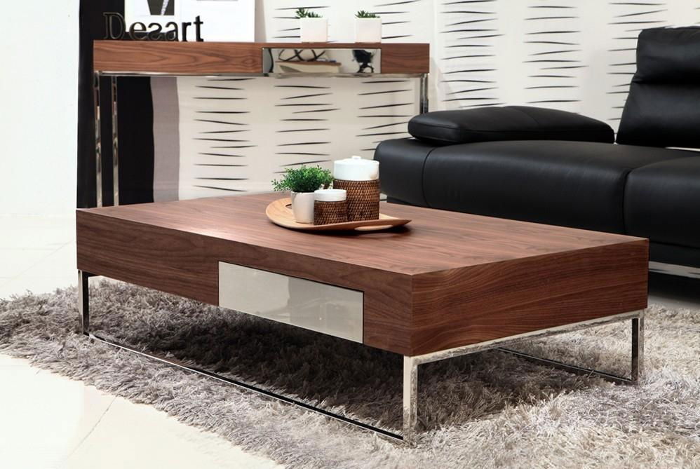 Walnut veneer MDF living room furniture with natural finish