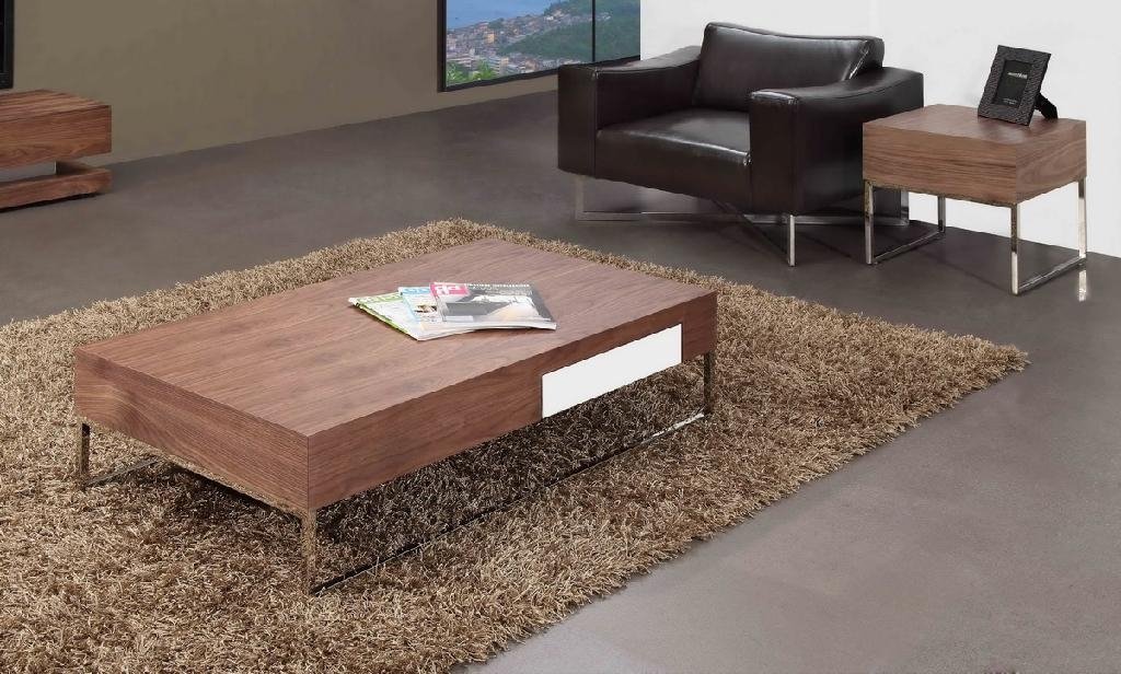 Walnut veneer MDF living room furniture with natural finish 2