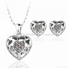 2014 New Arrival heart design with crystal high quality Jewelry set wholesale