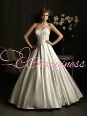 2014 wedding dresses A line satin beaded bridal gowns