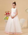 White organza and satin pink sash flower girl dress