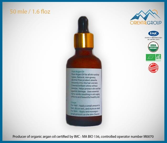 Organic , pure Argan oil 50 ml / 1 fl Oz with dropper