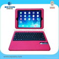 Ultra thin Bluetooth keyboard leather case for apple ipad  in hot pink color 2