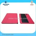 Ultra thin Bluetooth keyboard leather case for apple ipad  in hot pink color 3