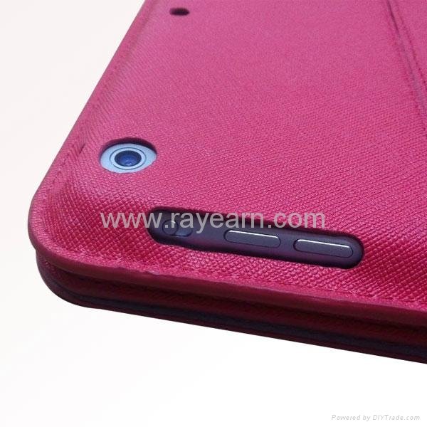 Ultra thin Bluetooth keyboard leather case for apple ipad  in hot pink color 4