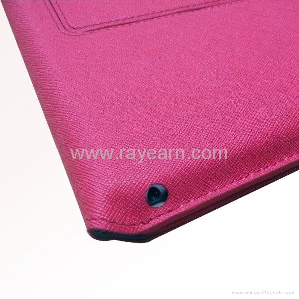 Ultra thin Bluetooth keyboard leather case for apple ipad  in hot pink color 5