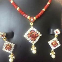 Red Crystal Stone Necklace Set