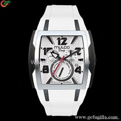 Cool Black And White Color Square Mulco Alloy Silicone Watch