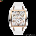 Dignified Lady’s Rose Gold Square Mulco Alloy Silicone Watch