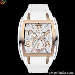 Dignified Lady’s Rose Gold Square Mulco Alloy Silicone Watch