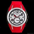 Fiery Red Circular Mulco Alloy Silicone Watch 1