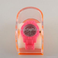 Wholesale Fluorescent red Three Needles Alloy Silicone Watch