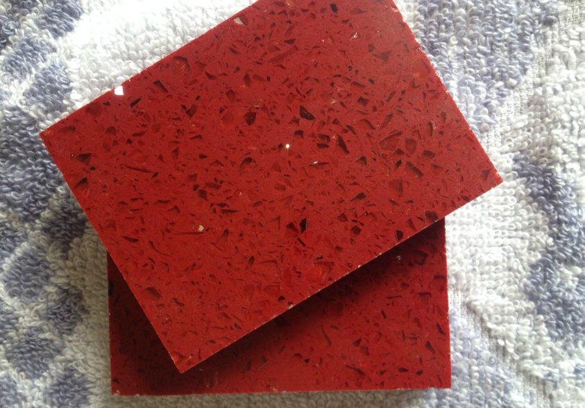 Mirror red quartz slab countertop vanity top