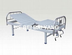 Double-function Manual Hospital Bed with Stainless Steel Bed Head