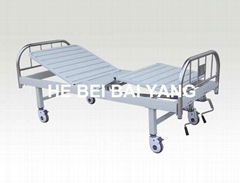 Movable Double-function Manual Hospital Bed with Stainless Steel Bed Head