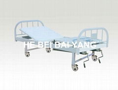 Movable Double-function Manual Hospital Bed with Plastic-sprayed Bed Head