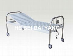 Movable Single-function Manual Hospital Bed with Stainless Steel Bed Head