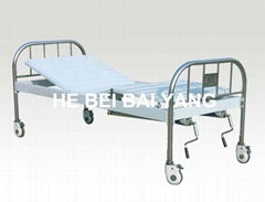 Movable Double-function Manual hospital Bed with Stainless Steel Bed Head