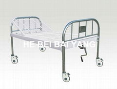 Movable All Plastic-sprayed Single-function Manual Hospital Bed 