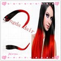 Ombre Human Hair Extension #1/red 26"