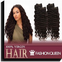 Unprocessed Virgin Deep Wave #2 Darkest Brown 20" Human Hair Weave