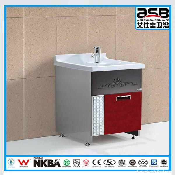 ceramic sink Stainless Steel laundry bathroom cabinet