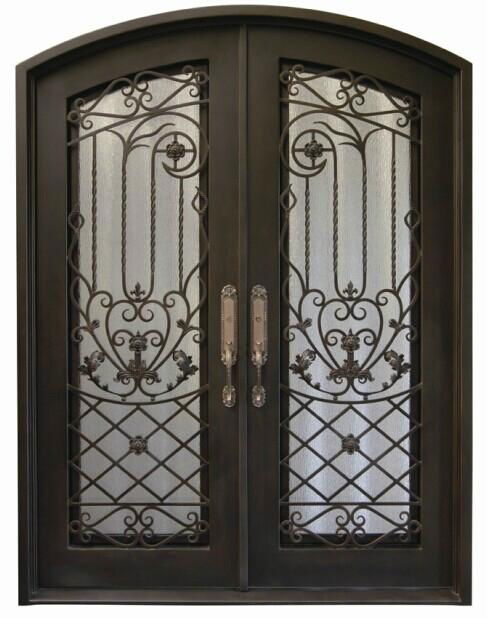 wrought iron security door with glass