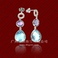 2014 Hottest Fashion Amethyst & Aqumarine Sterling Silver Jewelry Earrings Whol 1