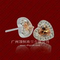 Best Selling Fashion 925 Sterling Silver Jewelry Ear Studs With Champagne zircon 1