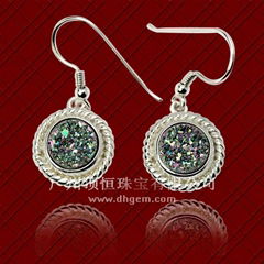 2014 Hot Sell Fashion Titanium Drusy Sterling Silver Jewelry Earrings Wholesale 