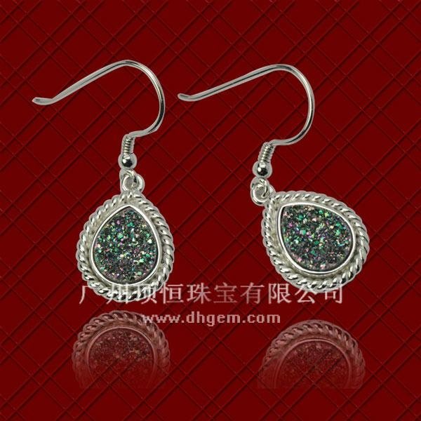 Fashion Rainbow Titanium Drusy Sterling Silver Jewelry Earrings Wholesale Price
