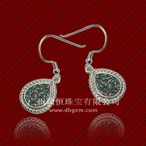 Fashion Rainbow Titanium Drusy Sterling Silver Jewelry Earrings Wholesale Price 2