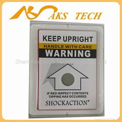 Tilt indicator tiltaction packaging label