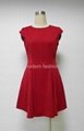 Make in China cap sleeve backless casual dress with contrast belt 2