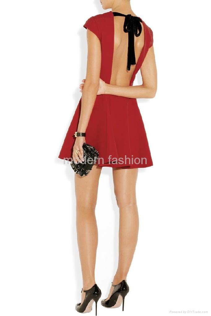 Make in China cap sleeve backless casual dress with contrast belt 5