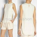 Women summer clothing chiffon blouse with side slit