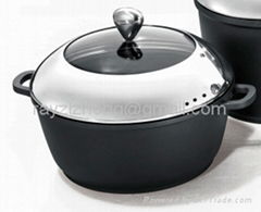 16/20/24/28cm casserole semi s/s with glass  non-stick