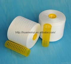 Raw White 100% Polyester Sewing Threads in Plastic Cone 