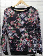 Ladies pull over in light weight polyester printed woven