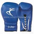 Blue Color Leather Boxing Gloves Cuff with Laces Closure 1